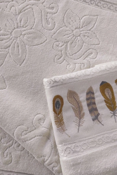 Sevim 2'li Nakışlı Kadife El Havlusu -Jakarlı Havlu Seti - %100 Pamuk - Resim 10