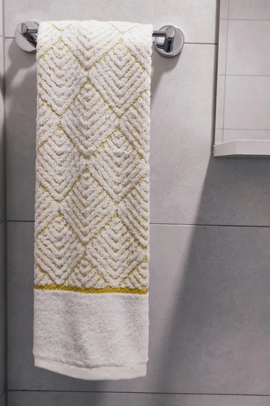 Sevim Geometrik Desenli Zemini Renkli Bambu El Havlusu - 50x90 cm - 10