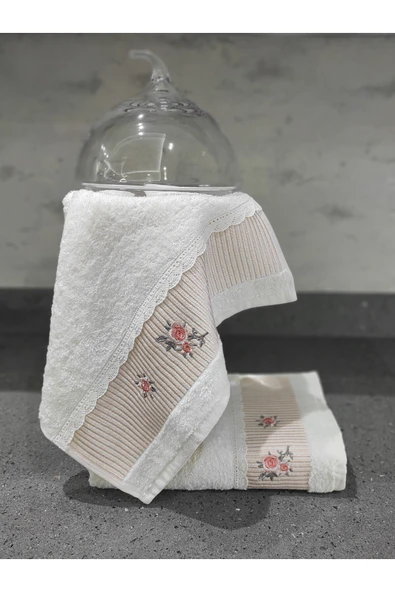 Sevim %100 Pamuk & Nakışlı Mutfak Havlu Takımı - 2'li Dantelli Havlu Seti - 40x60 Cm - Resim 4
