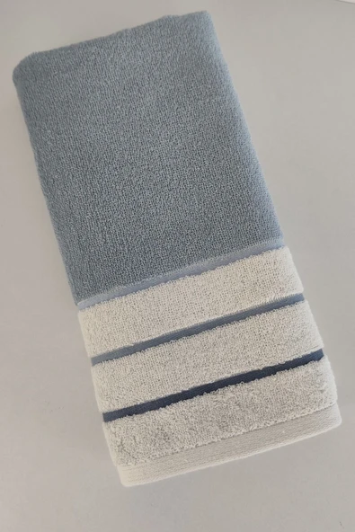 Sevim İndigo Mavi Çizgili El/yüz Havlusu - Ipliği Boyalı & Yüksek Su Emici - %100 Pamuk - 45x85 Cm - Resim 3