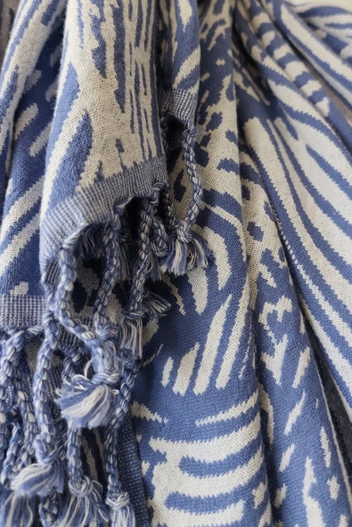 Sevim Jakarlı Müslin Peştemal - %100 Pamuk Hızlı Kuruyan Plaj Havlusu- 90x170 Cm - Resim 11