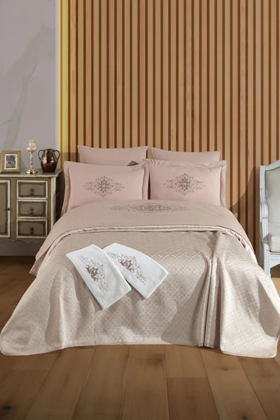 Sevim Tivoli Kabartma Nakışlı Pike Takımı Havlulu 8 Parça - Diana - Resim 4