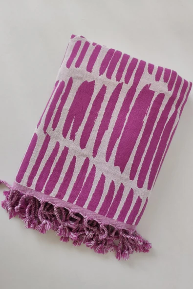 Sevim %100 Pamuk Çift Kat Müslin Peştemal - Jakarlı Plaj Havlusu- 90x170 Cm - 4