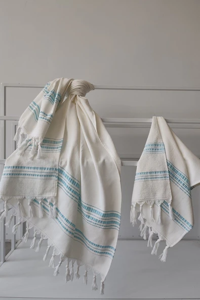 Sevim %100 Pamuk Peştemal Baş Havlusu Takımı-Hafif Plaj Havluları - 8