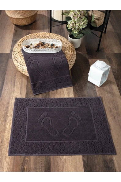 Sevim 2'li Ayak Havlusu Seti - %100 Pamuk Ayak İzli Havlu Takımı - Yumuşak & Kalın - 50x70cm - 5