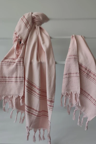 Sevim %100 Pamuk Peştemal Baş Havlusu Takımı-Hafif Plaj Havluları - 3