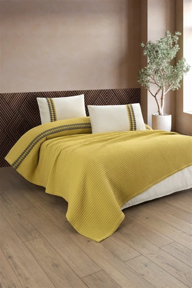 Sevim Tivoli Çift Kişilik 4 Parça Havuzlu Pike Takımı - Çeyizlik & Hediyelik Pike - Valerie-yeşil - 7