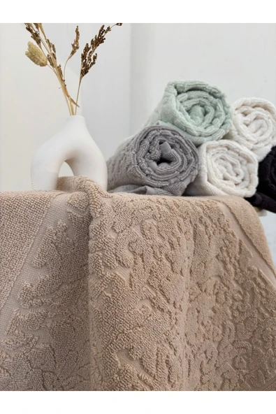 Sevim 2'li Ayak Havlusu - Yüksek Su Emici & Yumuşak & Damask Desen - %100 Pamuk - 50x70cm - Resim 4