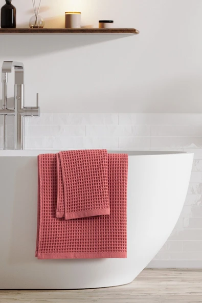 Sevim 2'li Waffle Banyo Havlu Seti- Ekstra Yumuşak Ve Petekli Doku - %100 Pamuk & Yüksek Su Emici - 11