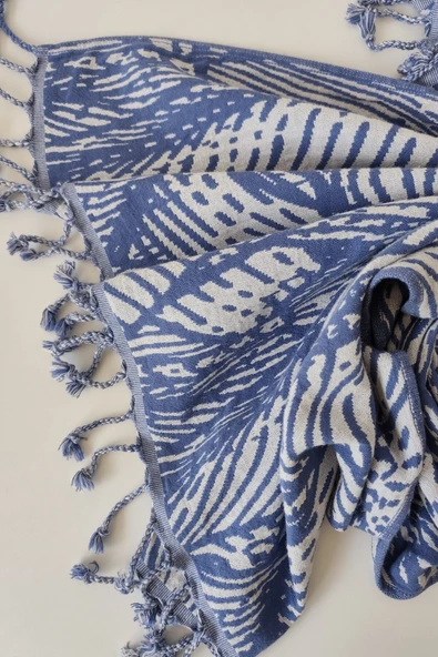 Sevim Jakarlı Müslin Peştemal - %100 Pamuk Hızlı Kuruyan Plaj Havlusu- 90x170 Cm - Resim 10