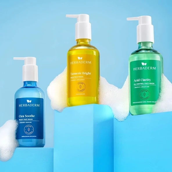 Herbaderm Turmeric Bright Aqua Face Wash 250 ml - Resim 3