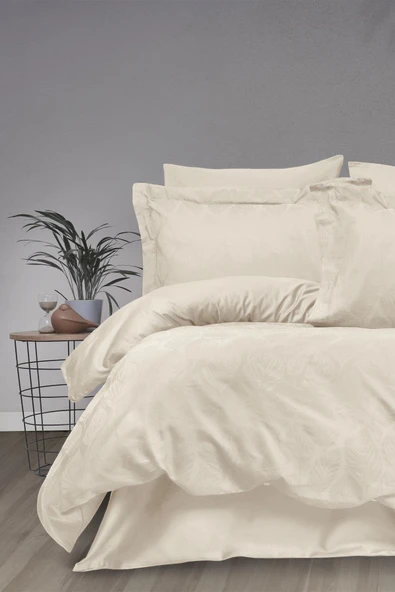 Sevim Jakarlı Pamuk Saten Nevresim Takımı - Çift Kişilik Nevresim Seti -Aura - 7