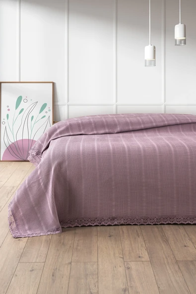 Sevim Dantelli Tek Kişilik Waffle Pike- %100 Pamuk Petekli Pike-160x230 cm - 5