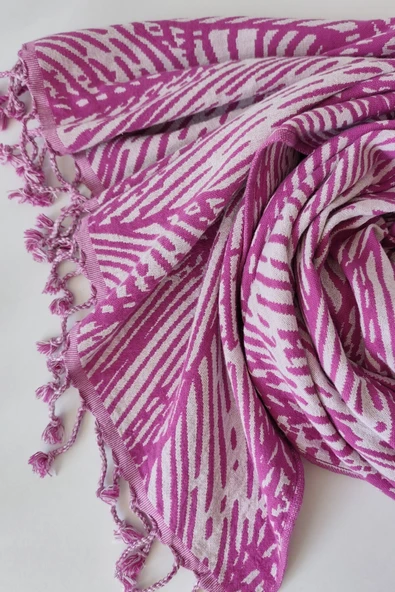 Sevim Jakarlı Müslin Peştemal - %100 Pamuk Hızlı Kuruyan Plaj Havlusu- 90x170 Cm - Resim 2