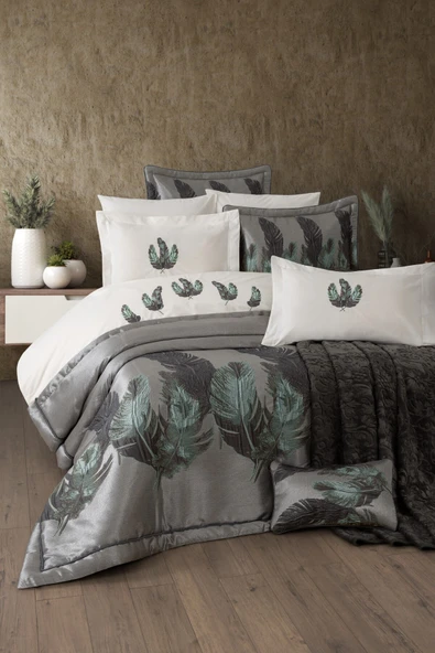 Sevim 11 Parça Battaniyeli Çeyiz Seti - Tafta Yatak Örtüsü & Nevresimli Çeyiz Takımı-Peludo - 4