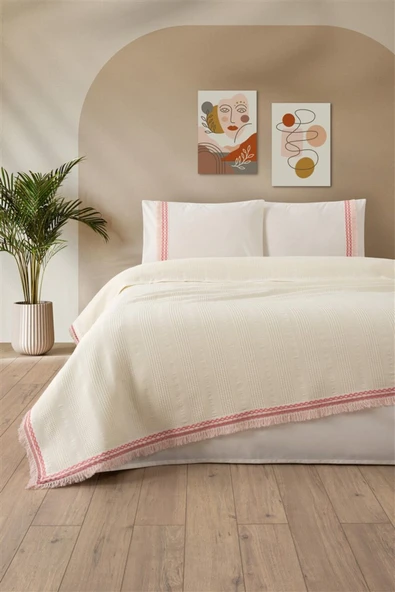 Sevim Tivoli Çift Kişilik Dantelli 4 Parça Pike Takımı Çeyizlik-Melanie - 3