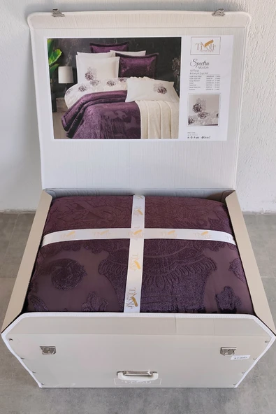 Sevim Tivoli 10 parça Battaniyeli Kadife Yatak Örtülü Çeyiz Seti Spectra - 5