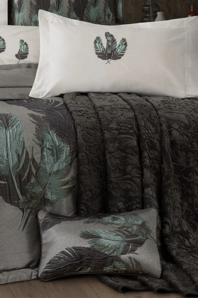 Sevim 11 Parça Battaniyeli Çeyiz Seti - Tafta Yatak Örtüsü & Nevresimli Çeyiz Takımı-Peludo - 5