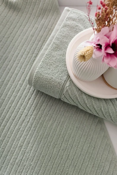 Sevim %100 Pamuk El Havlusu 2'li - Modern Çizgili Tasarım - Yumuşak Dokulu - 5