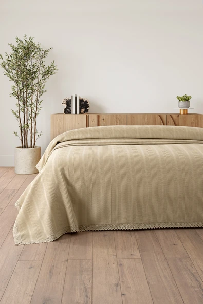 Sevim Dantelli Tek Kişilik Waffle Pike- %100 Pamuk Petekli Pike-160x230 cm - 3