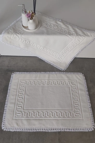 Sevim 2'li Püsküllü Ayak Havlusu Takımı-50 x 70 cm-%100 Pamuk Paspas - 5