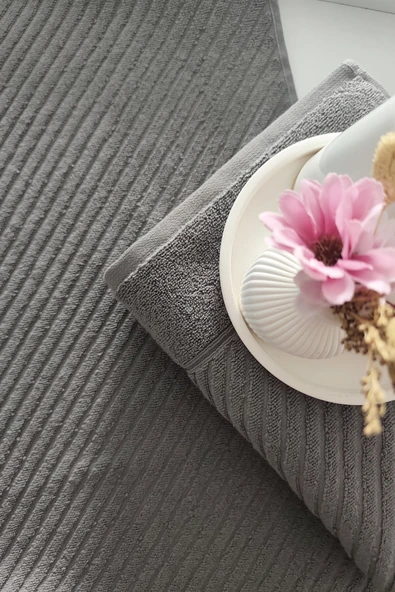 Sevim %100 Pamuk El Havlusu 2'li - Modern Çizgili Tasarım - Yumuşak Dokulu - 2