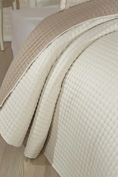 Elisa Dolgulu Çift Taraflı Çift Kişilik 240x260 Cm Yatak Örtüsü Krem - Resim 3
