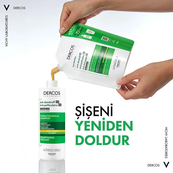 Vichy Dercos Anti Dandruff Kepek Karşıtı Şampuan 390ml - Kuru Saçlar - Refill - Resim 4