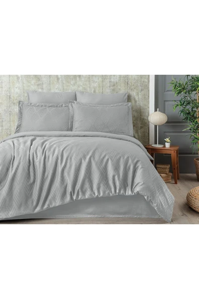 Sevim Tivoli Jakarlı %100 Pamuk Saten Çift Kişilik Nevresim Takımı-Diamond-8 Farklı Renk Seçeneğii - 2