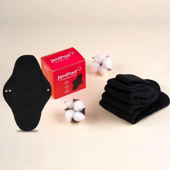 W-Beside JeniPad Yıkanabilir Ped 6 Adet - Siyah Gece - Resim 2