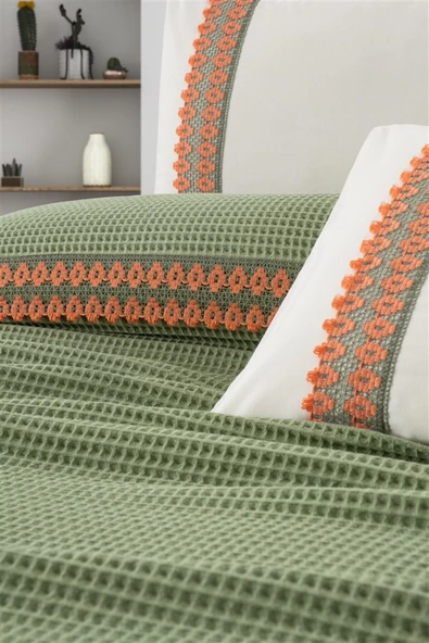 Sevim Tivoli Çift Kişilik 4 Parça Havuzlu Pike Takımı - Çeyizlik & Hediyelik Pike - Valerie-yeşil - 2