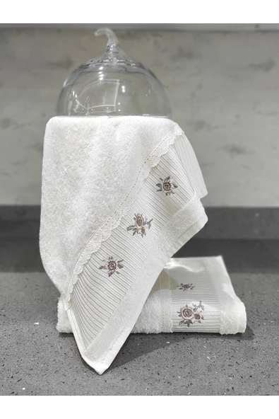 Sevim %100 Pamuk & Nakışlı Mutfak Havlu Takımı - 2'li Dantelli Havlu Seti - 40x60 Cm - Resim 8