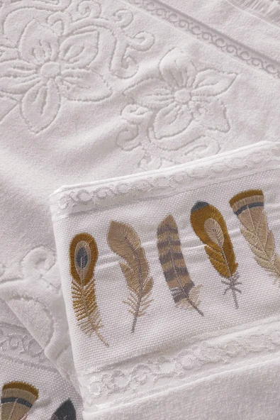 Sevim 2'li Nakışlı Kadife El Havlusu -Jakarlı Havlu Seti - %100 Pamuk - Resim 7