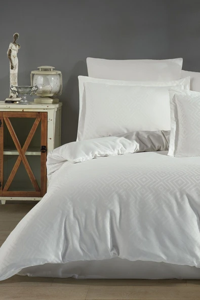 Sevim Jakarlı & Saten Çift Kişilik Nevresim Takımı - %100 Pamuk-Metis-9 Renk Seçeneği - Resim 8