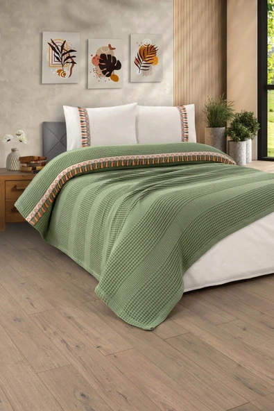 Sevim Çift Kişilik 4 Parça Püsküllü Havuz Pike Takımı-Tiffany - 5