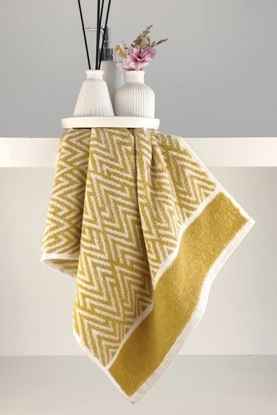 Sevim İpliği Boyalı El/Saç Havlusu - %100 Pamuk & Yumuşak & Çizgili Havlu - 45x90 cm - 5