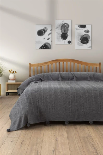 Sevim Çift Kişilik Ponponlu Triko Örme Battaniye - Yumuşak Doku & Şık Tasarım - Mint Yeşili - 220x240 cm - 5