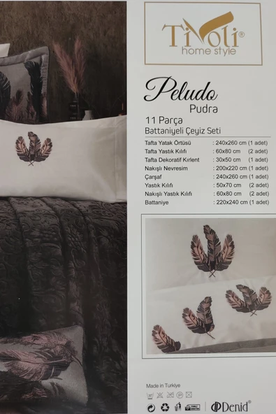 Sevim 11 Parça Battaniyeli Çeyiz Seti - Tafta Yatak Örtüsü & Nevresimli Çeyiz Takımı-Peludo - 3