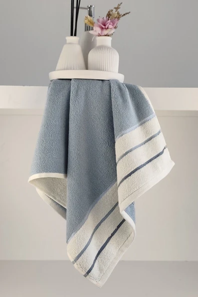 Sevim İndigo Mavi Çizgili El/yüz Havlusu - Ipliği Boyalı & Yüksek Su Emici - %100 Pamuk - 45x85 Cm ürün görseli