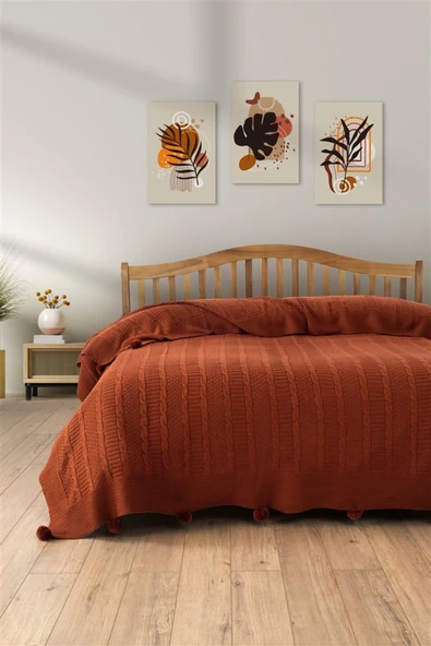 Sevim Çift Kişilik Ponponlu Triko Örme Battaniye - Yumuşak Doku & Şık Tasarım - Mint Yeşili - 220x240 cm - 7