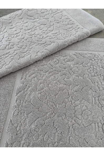 Sevim 2'li Ayak Havlusu - Yüksek Su Emici & Yumuşak & Damask Desen - %100 Pamuk - 50x70cm - Resim 6