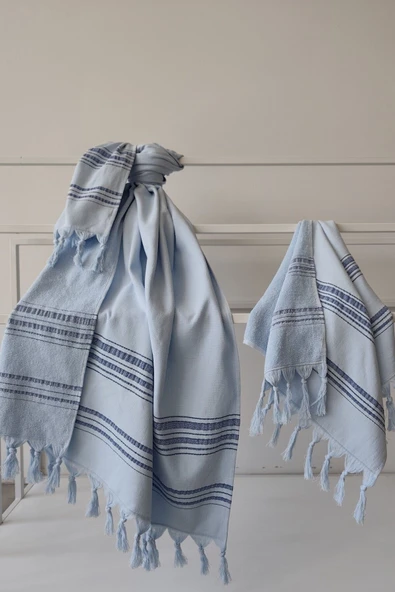 Sevim %100 Pamuk Peştemal Baş Havlusu Takımı-Hafif Plaj Havluları