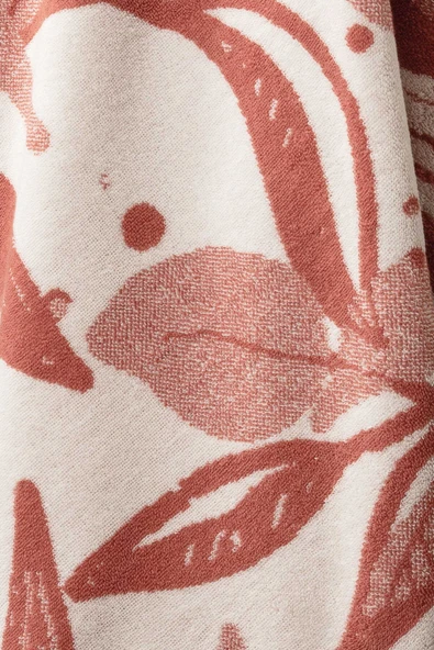 Sevim Yaprak Desen Ipliği Boyalı Banyo Havlusu - Yüksek Su Emici & Yumuşak-90x150cm-%100 Pamuk-kiremit - 2