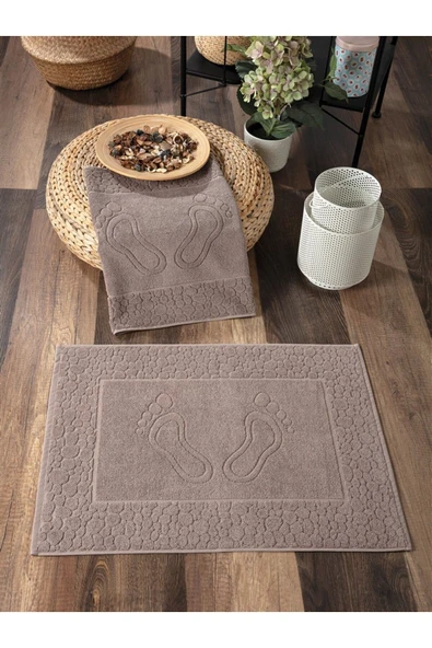 Sevim 2'li Ayak Havlusu Seti - %100 Pamuk Ayak İzli Havlu Takımı - Yumuşak & Kalın - 50x70cm