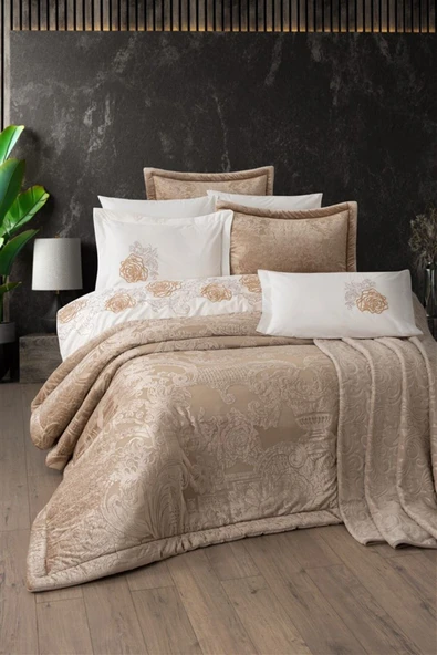 Sevim Tivoli 10 parça Battaniyeli Kadife Yatak Örtülü Çeyiz Seti Spectra - 7