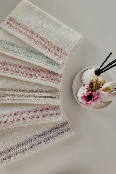 Sevim 6'lı Mutfak Havlusu Seti - %100 Pamuk Renkli Çizgili Mutfak Havlusu - 5