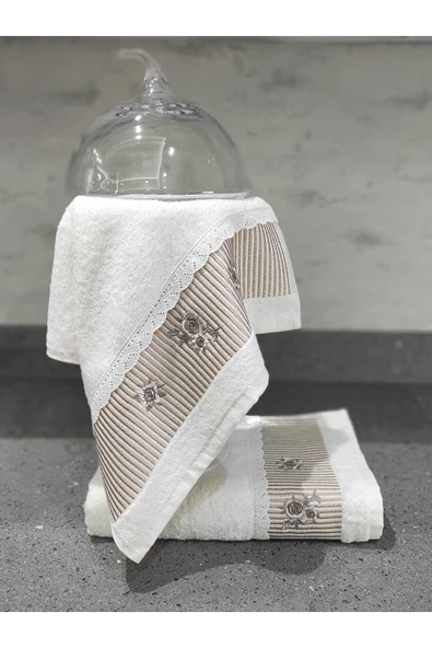 Sevim %100 Pamuk & Nakışlı Mutfak Havlu Takımı - 2'li Dantelli Havlu Seti - 40x60 Cm - Resim 12