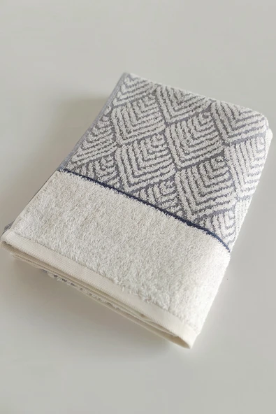 Sevim Geometrik Desenli Zemini Renkli Bambu El Havlusu - 50x90 cm - 7
