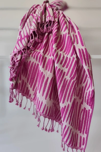 Sevim %100 Pamuk Çift Kat Müslin Peştemal - Jakarlı Plaj Havlusu- 90x170 Cm