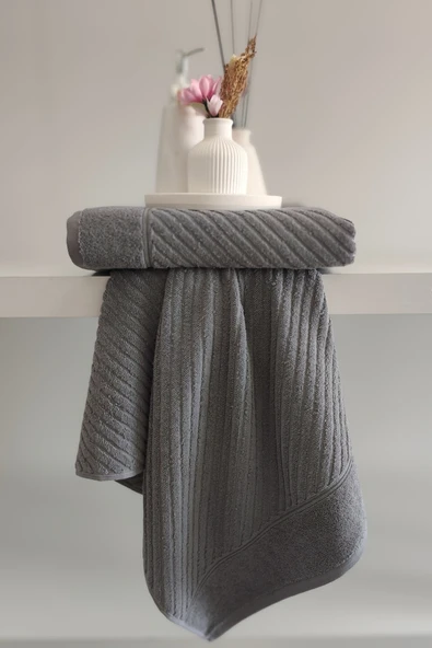 Sevim %100 Pamuk El Havlusu 2'li - Modern Çizgili Tasarım - Yumuşak Dokulu